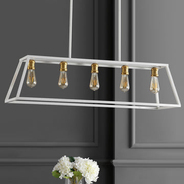 Floyd 38" Adjustable Iron Farmhouse Vintage LED Dimmable Pendant - JONATHAN Y